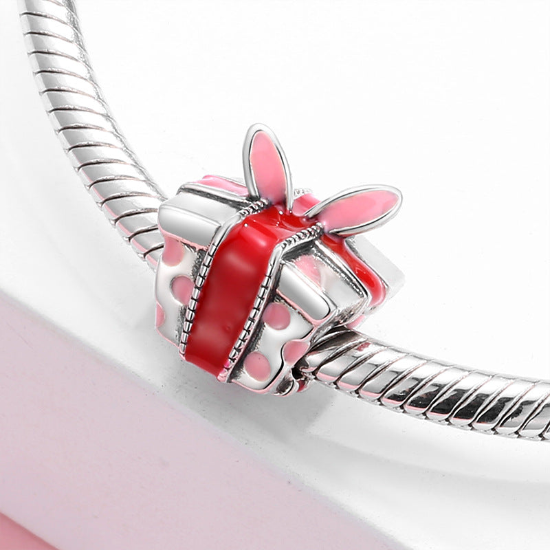 Gift Box Christmas Tree S925 Sterling Silver Drip Gel Beads Pendant Women's Diy Accessories