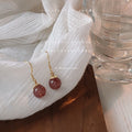 Long Strawberry Quartz Handmade Design Sense Earrings
