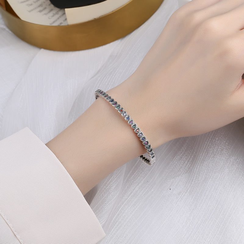 S925 Silver Personality Love Bracelet Women Retro Fashion Style Bracelet Hip Hop Punk Handwear