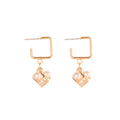 Pearl Cube Crystal Zircon Earrings