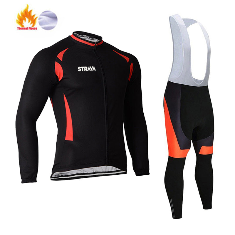 STRAVA Pro Team Winter Cycling Clothing Breathable Ropa Ciclismo Long Sleeve MTB Bicycle Clothing Outdoor Sport Clothes