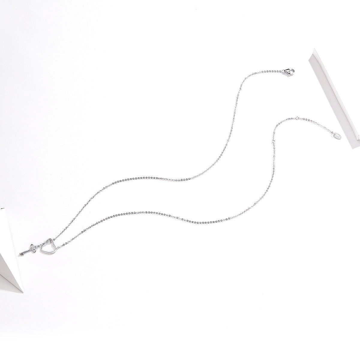 Female heart-shaped sterling silver necklace