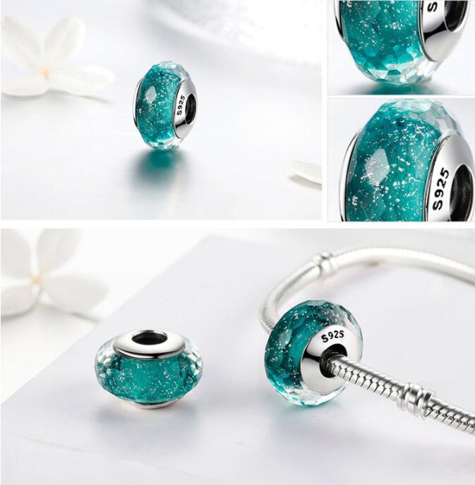 S925 Sterling Silver Sparkle Cut Glass Beads Bracelet Beads