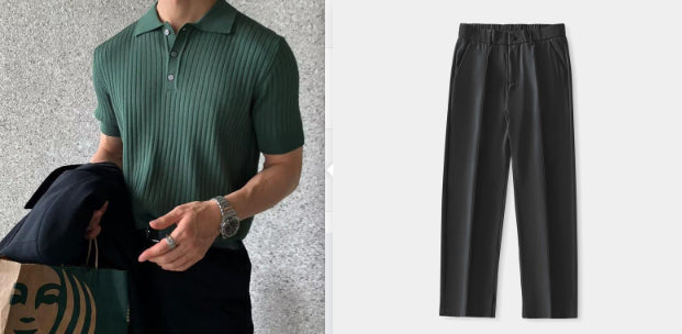 Lapel Polo Shirt Men's Fashion Brand Casual Summer Texture Solid Color Korean Style Knitwear Short Sleeve T-shirt