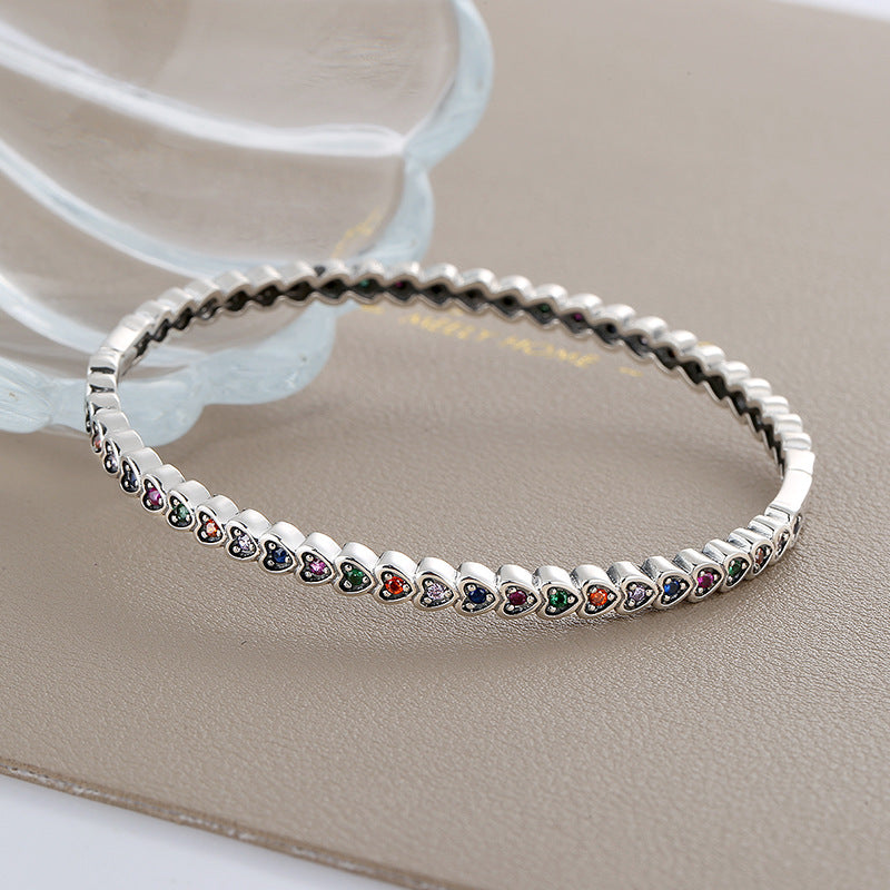 S925 Silver Personality Love Bracelet Women Retro Fashion Style Bracelet Hip Hop Punk Handwear