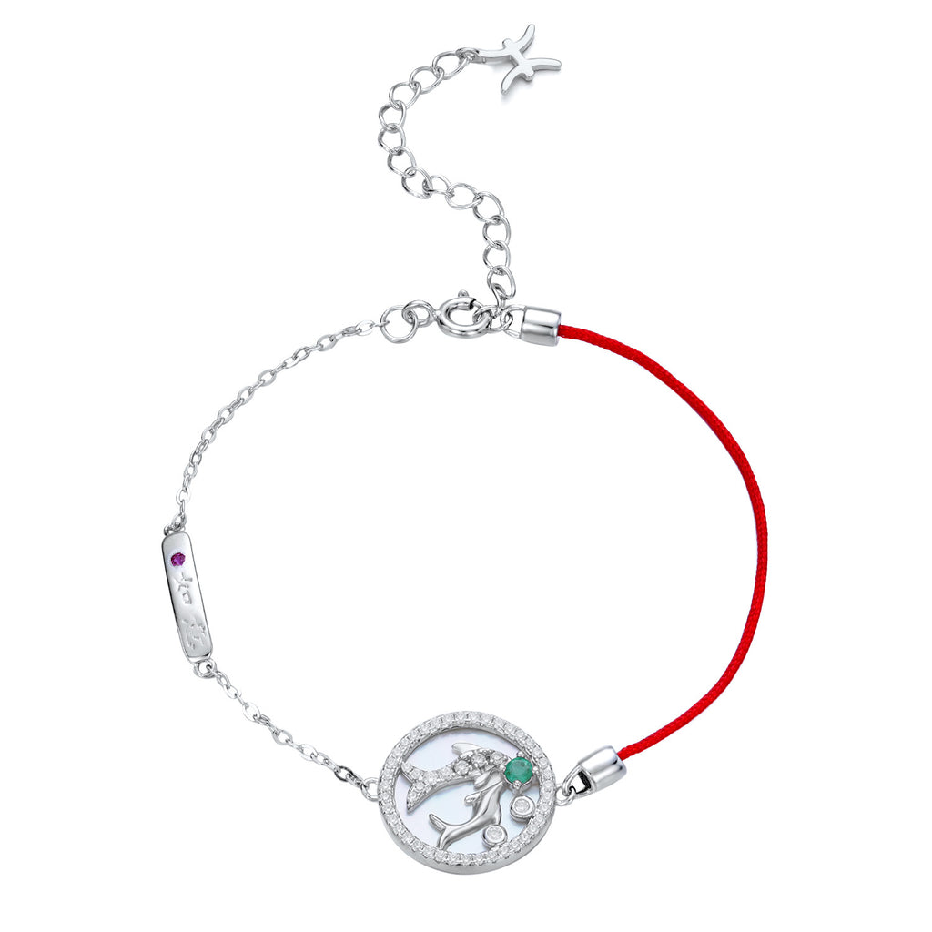 Simple Emerald Bracelet Female Original Design S925 Silver Constellation Pisces