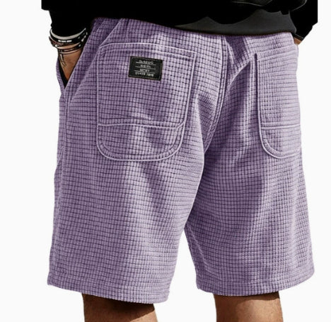 Multi-Pocket Embroidered Drawstring Elastic Waist Casual Shorts