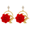 Ear Hanging Cloth Flower Earrings
