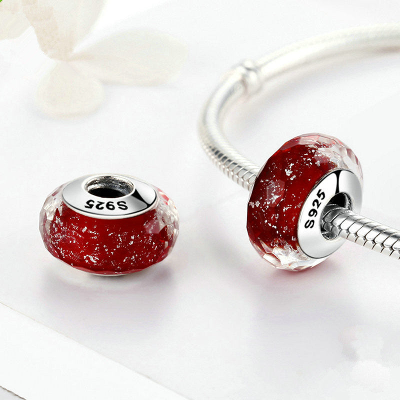 S925 Sterling Silver Sparkle Cut Glass Beads Bracelet Beads