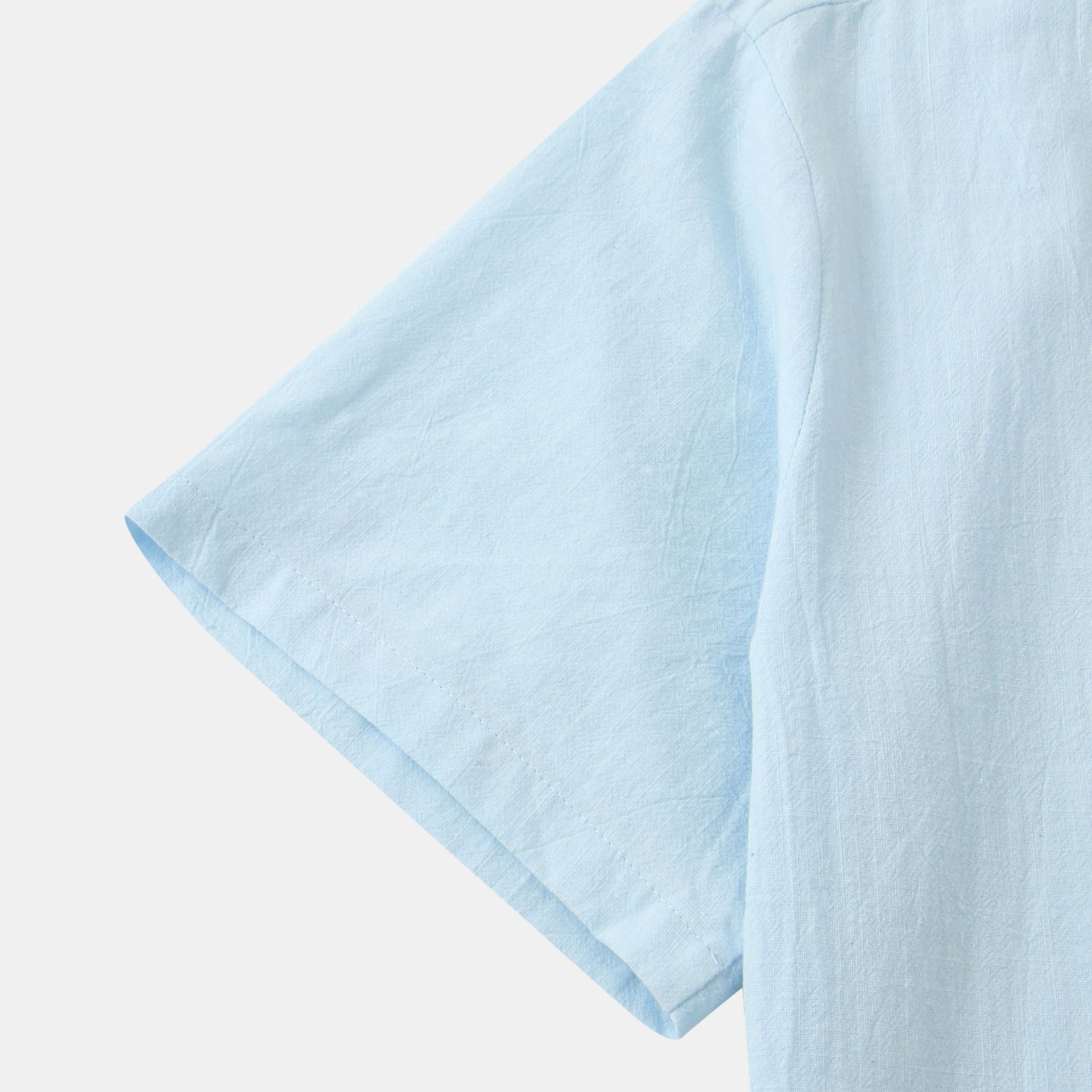 Casual Solid Color Shirt Short Sleeve Shirt Beach T-Shirt Tops Summer Mens Clothing