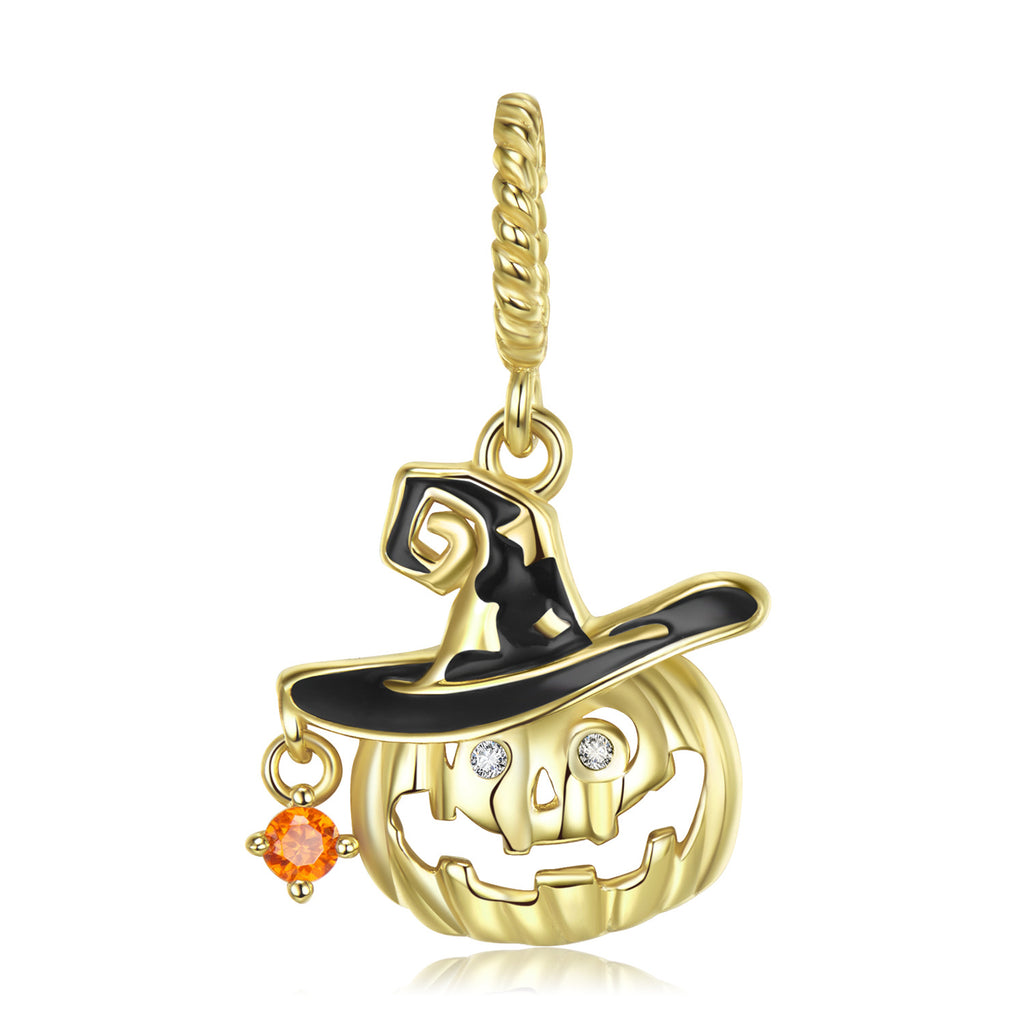 S925 Silver Gilded Cute Pumpkin Pendant Halloween Gift