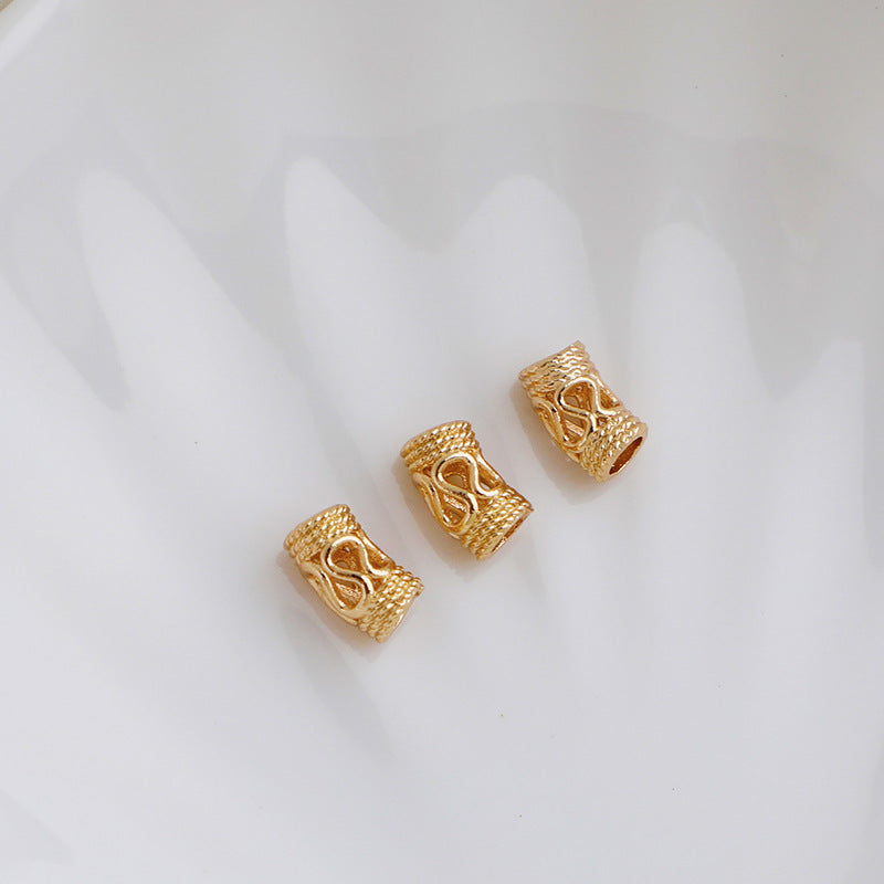 14K Gold-plated Color Retention Hollow W Elbow Spacer Beads