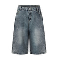 Men's Five-Pointed Star Rhinestone Straight-Leg Denim Shorts