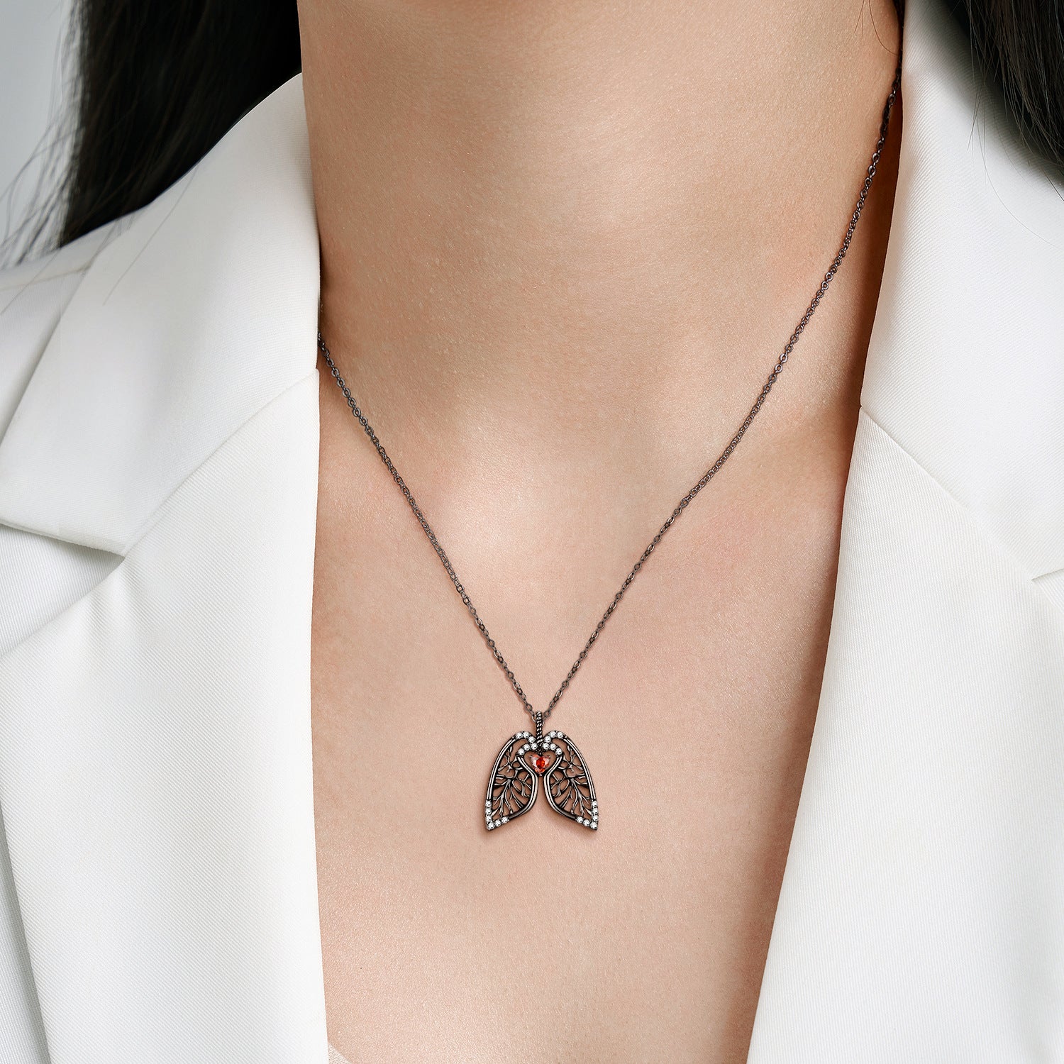 Creative Simple Black Lung Versatile Ins Style S925 Silver Plated Black Gold Diy Necklace For Men And Women