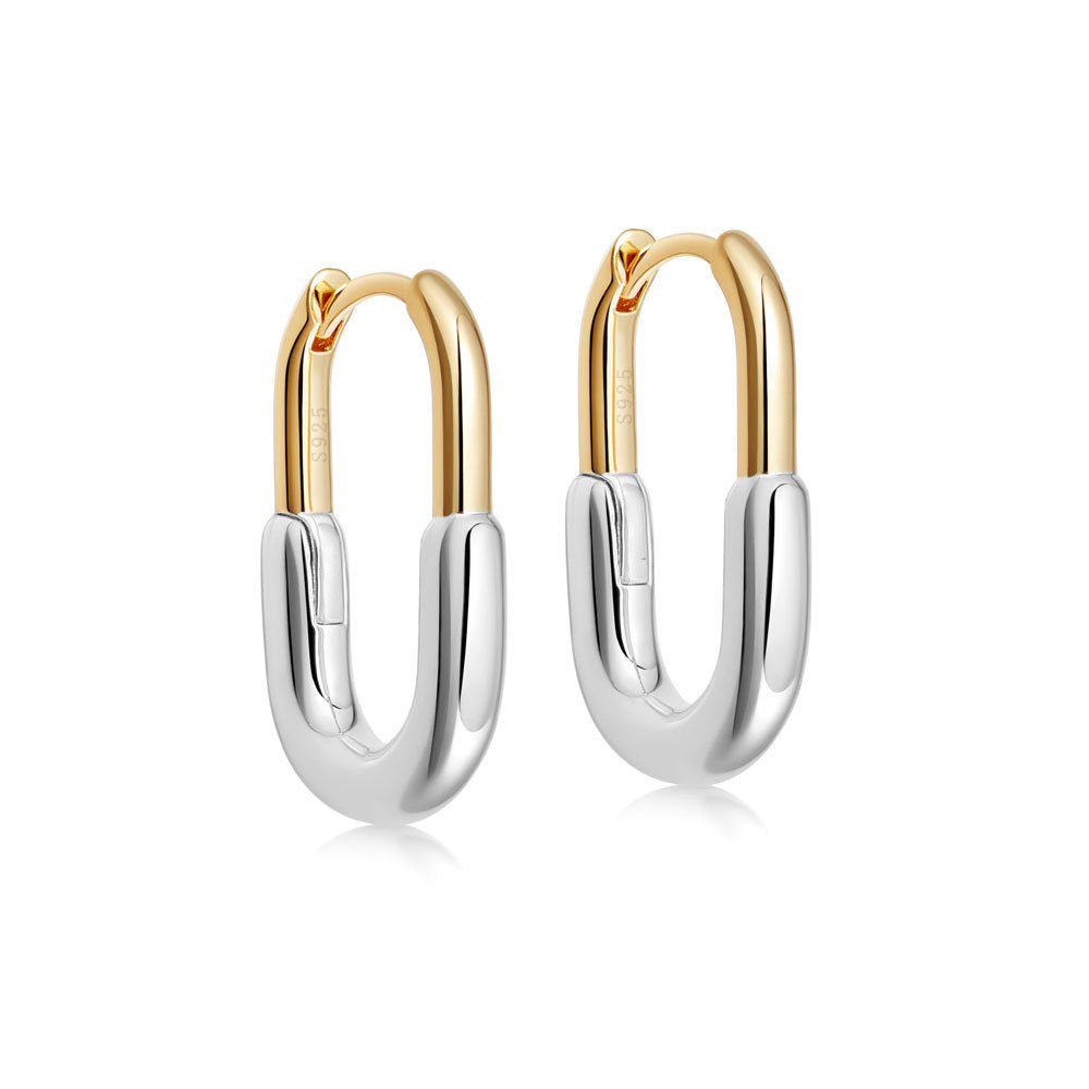 925 Sterling Silver Minimalist Normcore Style Contrast Color Geometric U-shaped Ear Clip