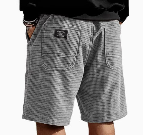Multi-Pocket Embroidered Drawstring Elastic Waist Casual Shorts