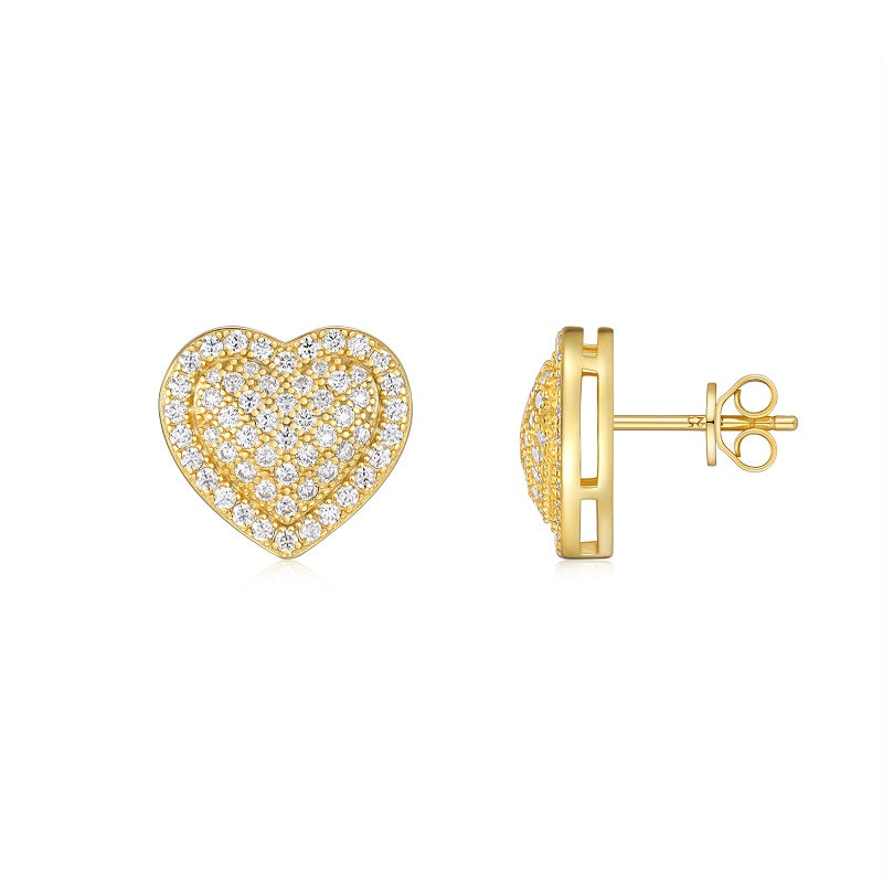 Top-quality Moissanite Luxury And Fashionable Light Luxury Jewelry Silver Stud Earrings S925 Silver Electroplated Gold