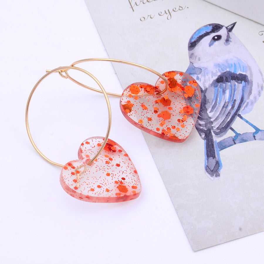 Minimalist Acrylic Sequin Heart Earrings