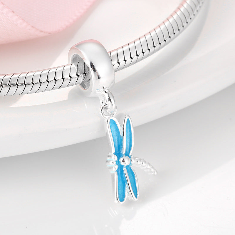 Lovely Insects In Summer Dragonfly Beads Pendant 925 Sterling Silver Loose Beads Diy Accessories