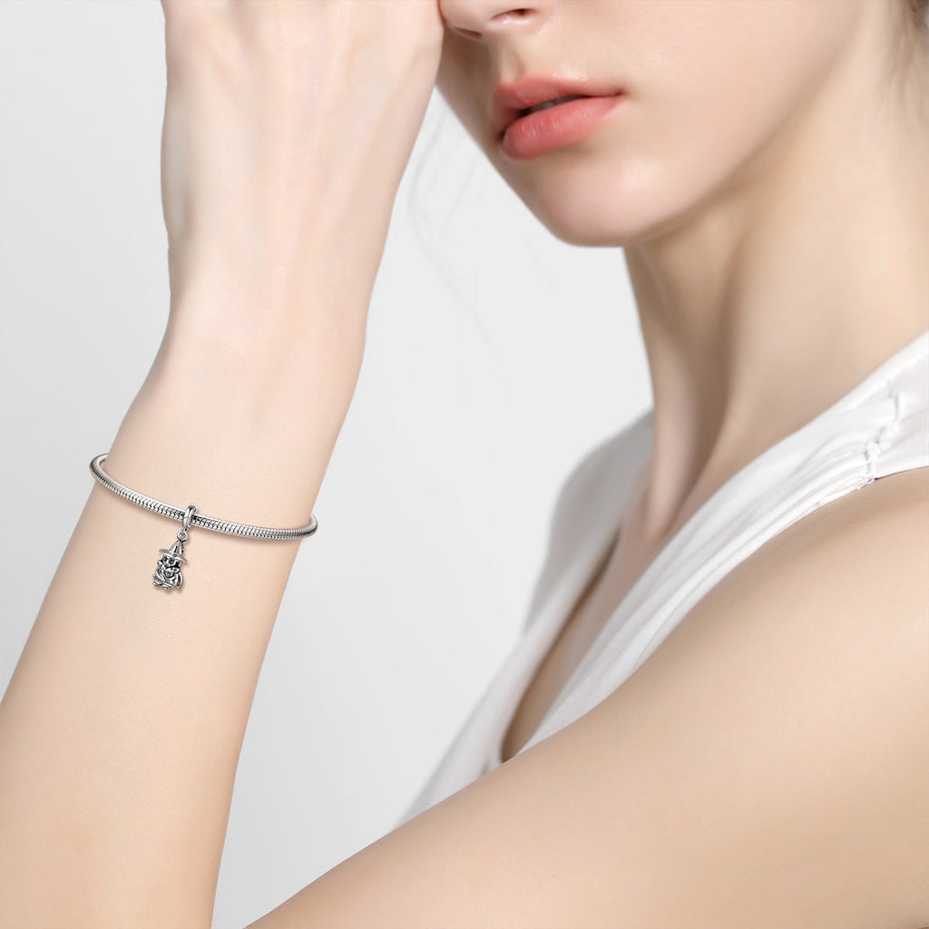 Straw Hat Knight Beads 925 Silver Silver Pendant Unisex Personality Necklace Bracelet Diy Accessories
