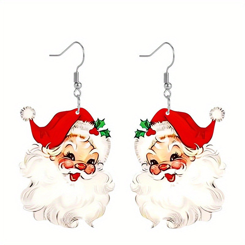Cute Santa Claus Acrylic Pendant Earrings
