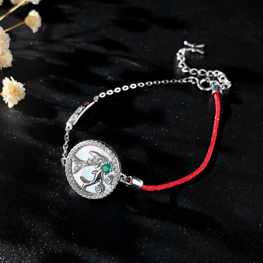 Simple Emerald Bracelet Female Original Design S925 Silver Constellation Pisces
