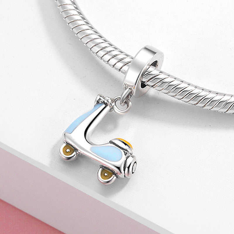 S925 Sterling Silver Beads Creative Bike Small Electric Donkey Series Beaded Pendant DIY Bracelet Accessories Silver Jewelry Beads