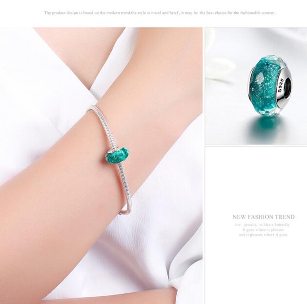 S925 Sterling Silver Sparkle Cut Glass Beads Bracelet Beads