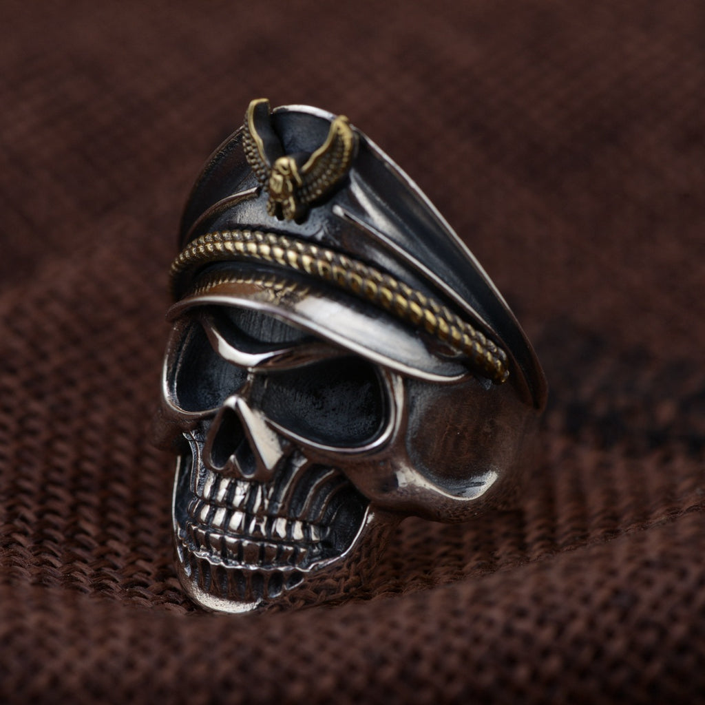 Deer King jewelry personality skull Mensring wholesale S925 Silver Antique Style
