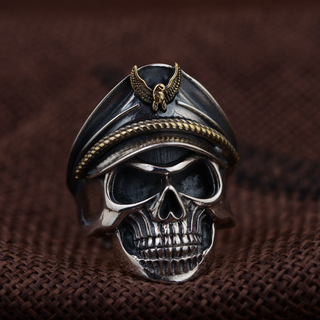 Deer King jewelry personality skull Mensring wholesale S925 Silver Antique Style