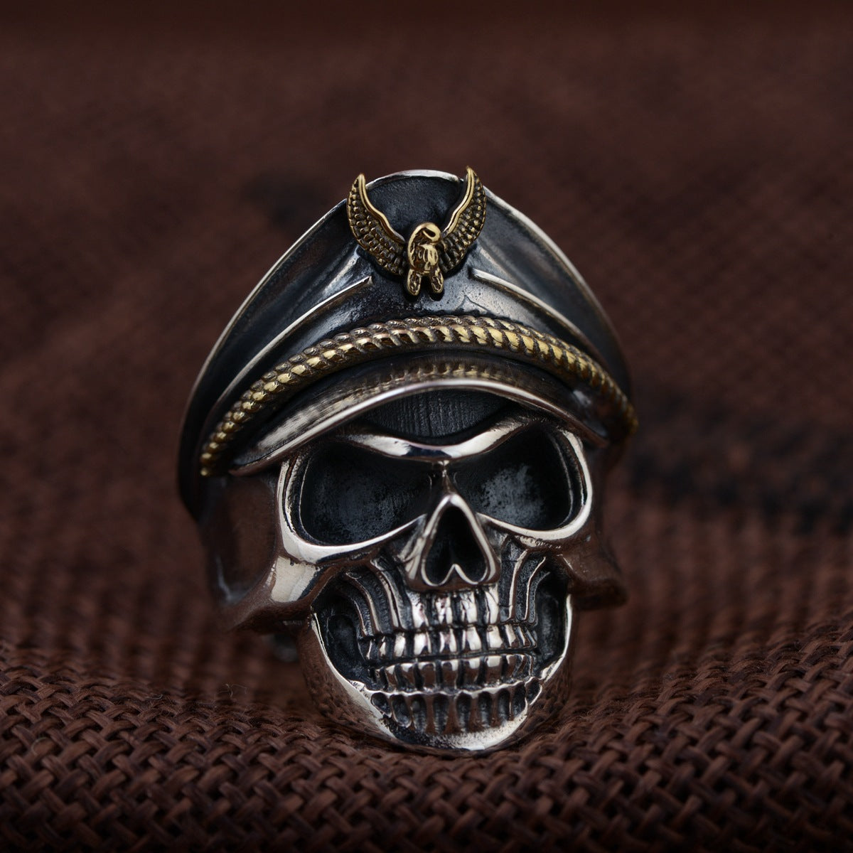 Deer King jewelry personality skull Mensring wholesale S925 Silver Antique Style
