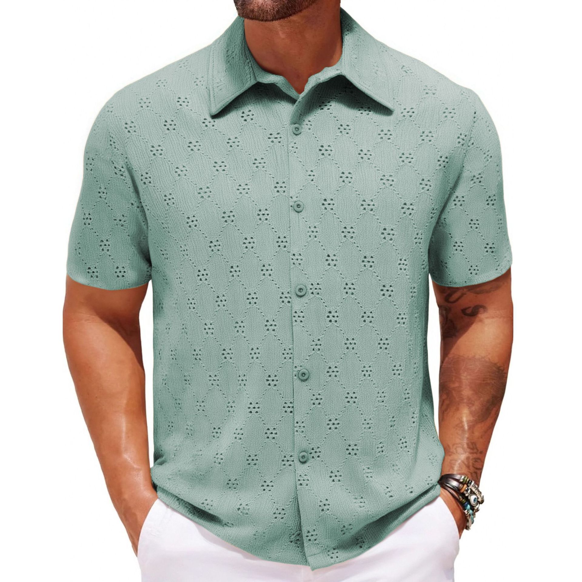Hollow Jacquard Summer Casual Short Sleeve