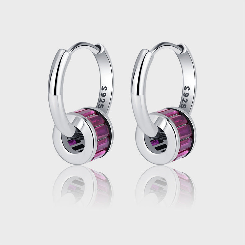Small Design Rose Red Zircon Ear Clasp Earrings