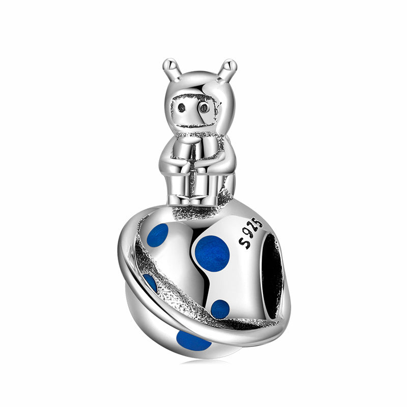 Original Space Dream Astronaut Kids Series Beaded Pendant S925 Sterling Silver Diy Accessories