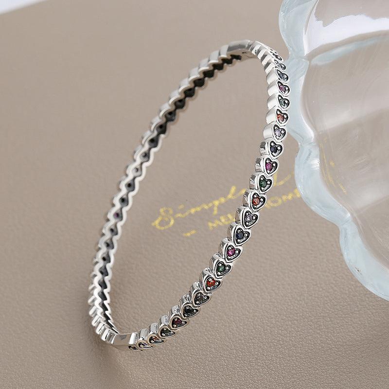 S925 Silver Personality Love Bracelet Women Retro Fashion Style Bracelet Hip Hop Punk Handwear