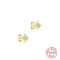 S925 Sterling Silver Octagonal Diamond Opal Stud Earrings