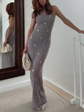 Mesh Beaded Maxi Dress
