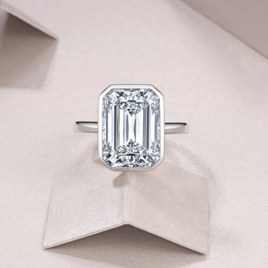 Octagonal Moissanite Set With Top-quality Moissanite Luxury And Fashionable Light Luxury Jewelry Silver Ring S925 Silver Electroplated With Platinum