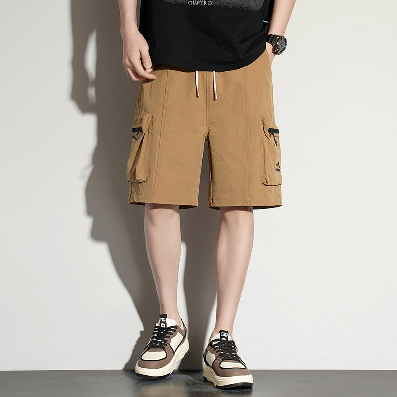 Ice Silk Workwear Shorts Men's Summer Casual Cropped Trousers Loose-Fitting