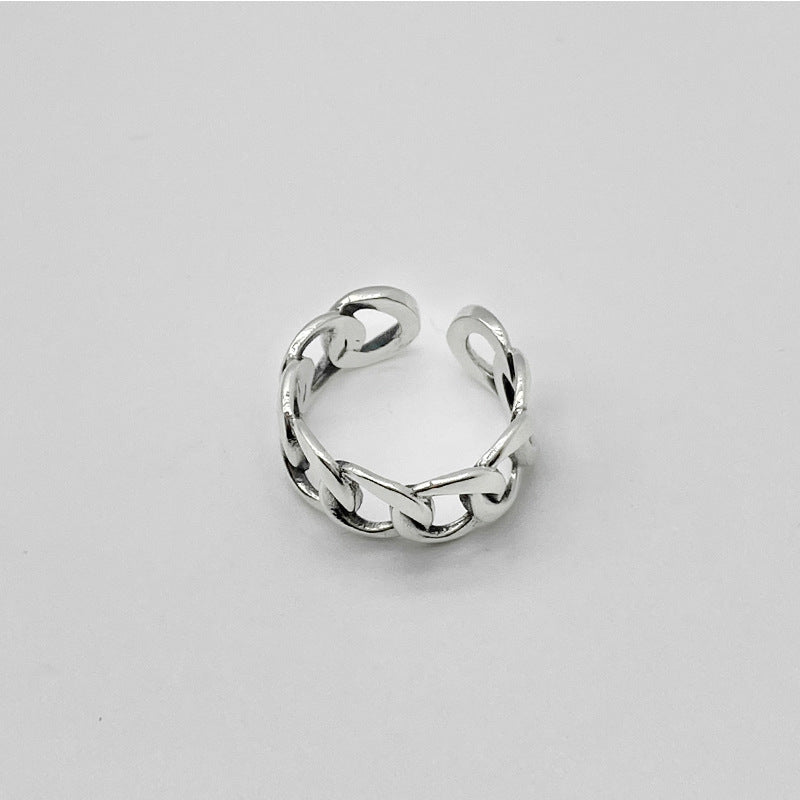 S925 Sterling Silver Ring For Men And Women Retro Hip Hop Thai Silver Simple Hollow