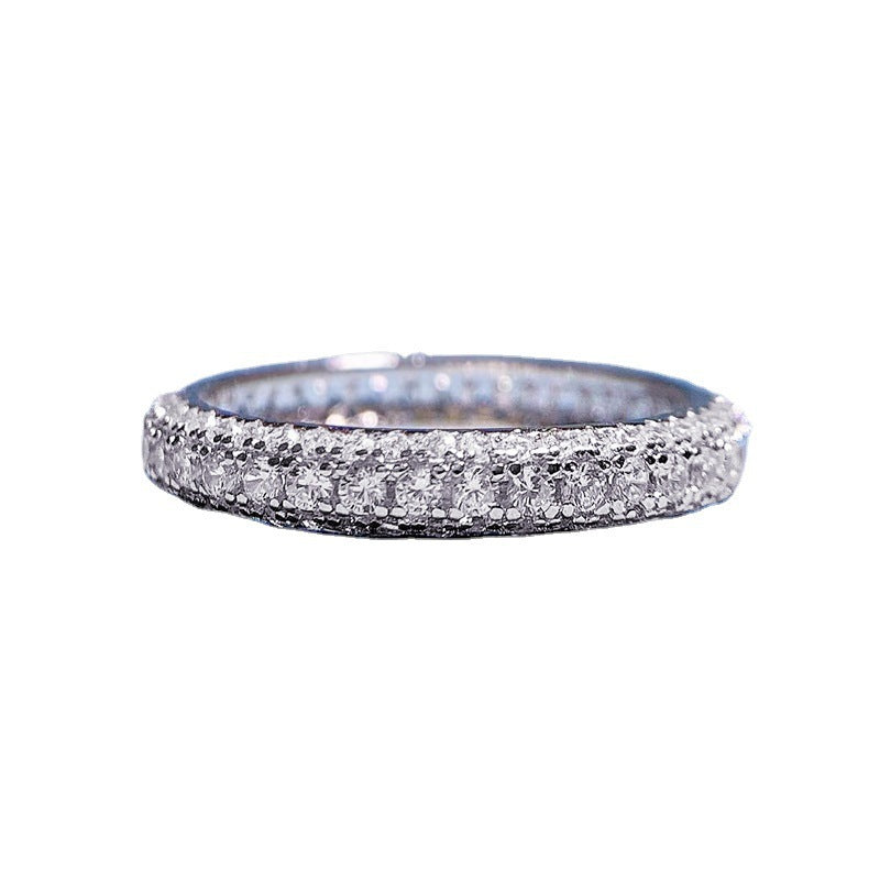 Fashion Simple Series Silver Zircon Full Diamond Ring