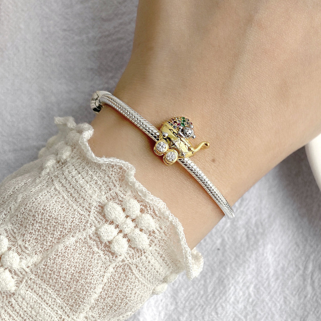 Lovely Bear Stroller 925 Sterling Silver Beads Mother's Day Bracelet Diy Beads Silver Accessories