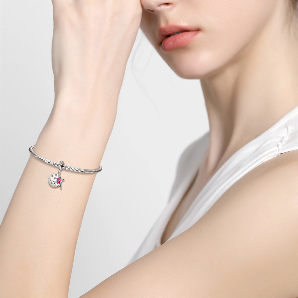 Bat And Cross Beads Halloween Series 925 Silver Pendant Women's Bracelet Diy Accessories