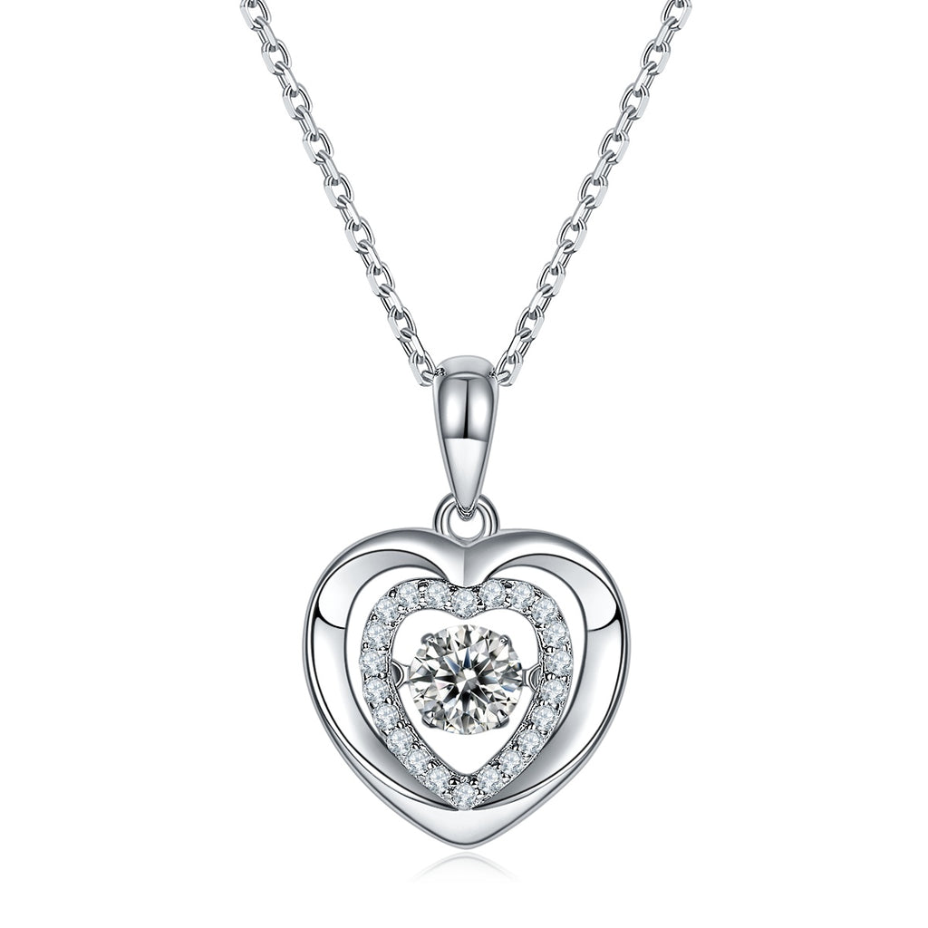 Set With Top-quality Moissanite, This Luxurious And Fashionable Light Luxury Trend Jewelry Necklace Pendant Is Made Of S925 Silver Electroplated With Platinum