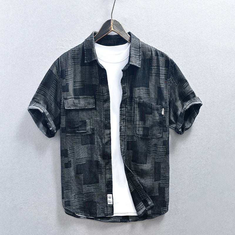 Loose Casual Men's Mesh Cowboy Short Sleeve Shirt