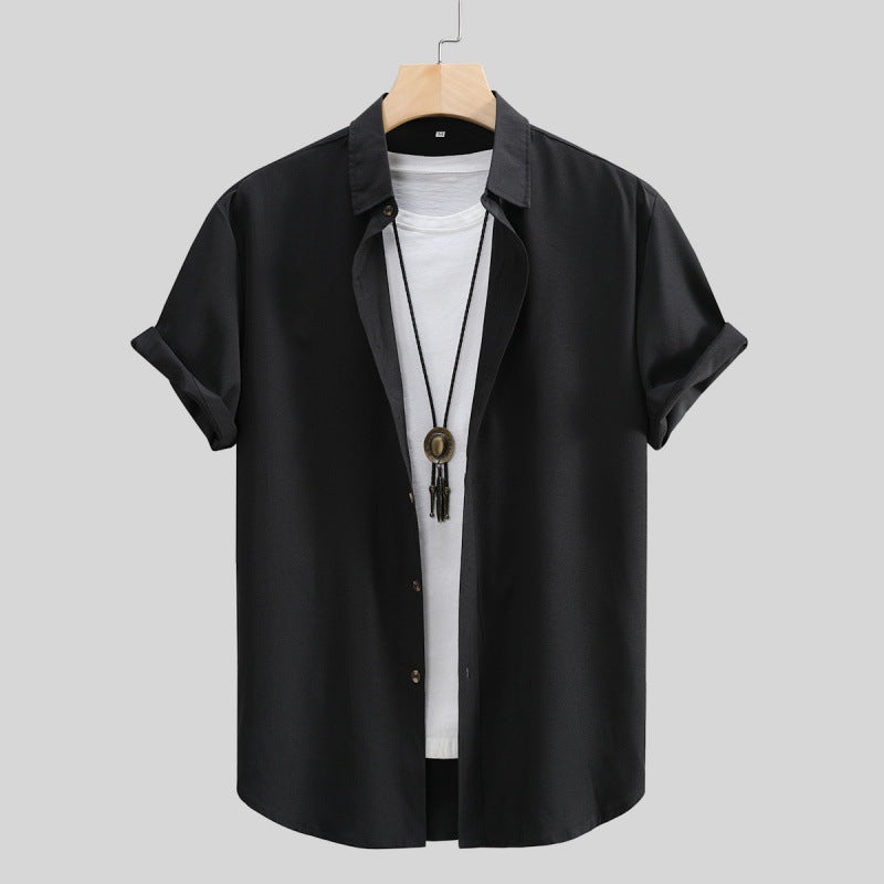 Men's Short-sleeved Shirt Solid Color Summer