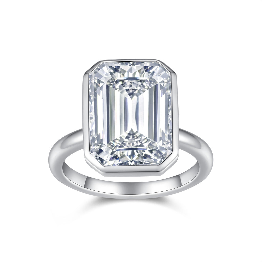 Octagonal Moissanite Set With Top-quality Moissanite Luxury And Fashionable Light Luxury Jewelry Silver Ring S925 Silver Electroplated With Platinum