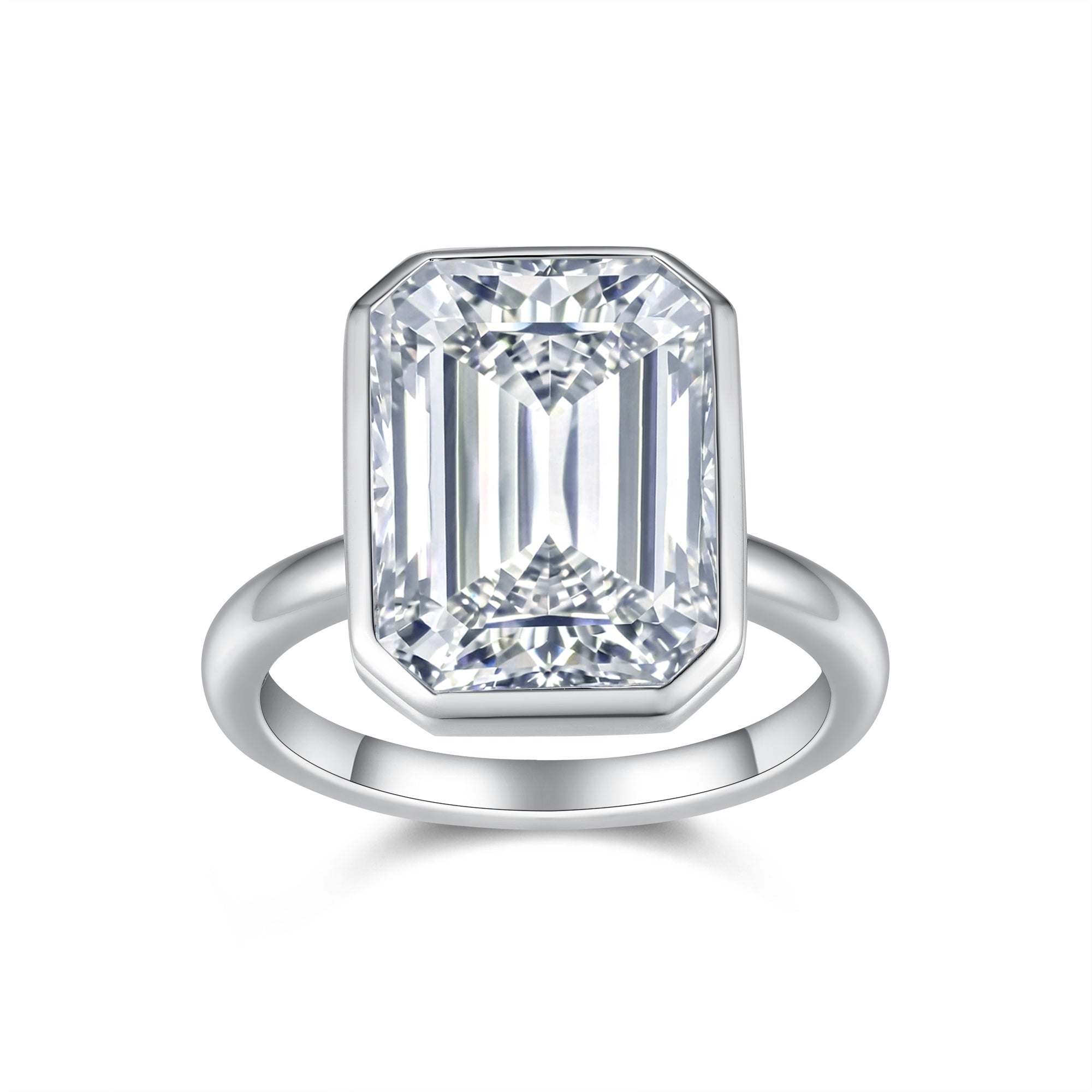 Octagonal Moissanite Set With Top-quality Moissanite Luxury And Fashionable Light Luxury Jewelry Silver Ring S925 Silver Electroplated With Platinum