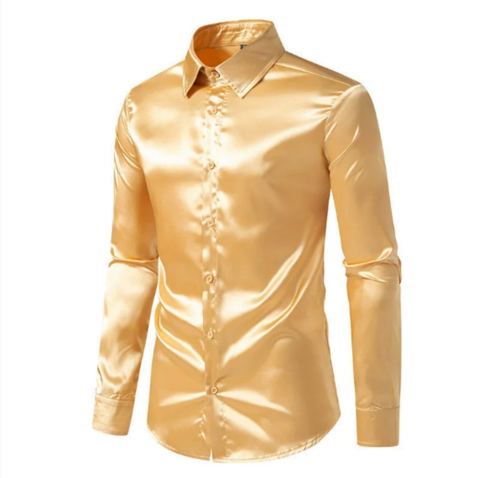 Mens Black Satin Dress Shirts