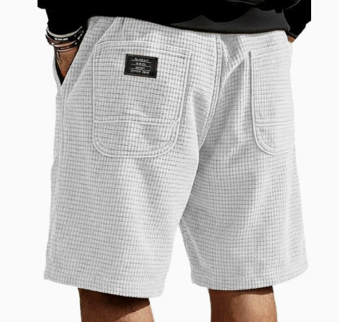 Multi-Pocket Embroidered Drawstring Elastic Waist Casual Shorts